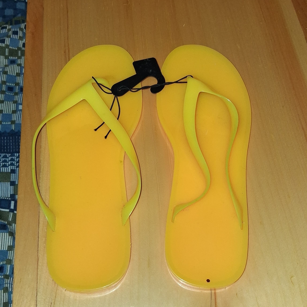 Bright Yellow Flip Flops